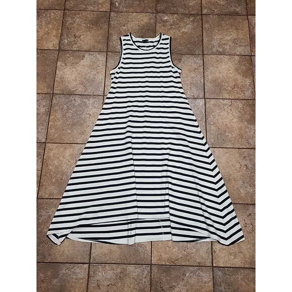 J Crew Striped Maxi Dress XXL Navy Sleeveless Classic Beach Resort Vacation - Picture 1 of 12
